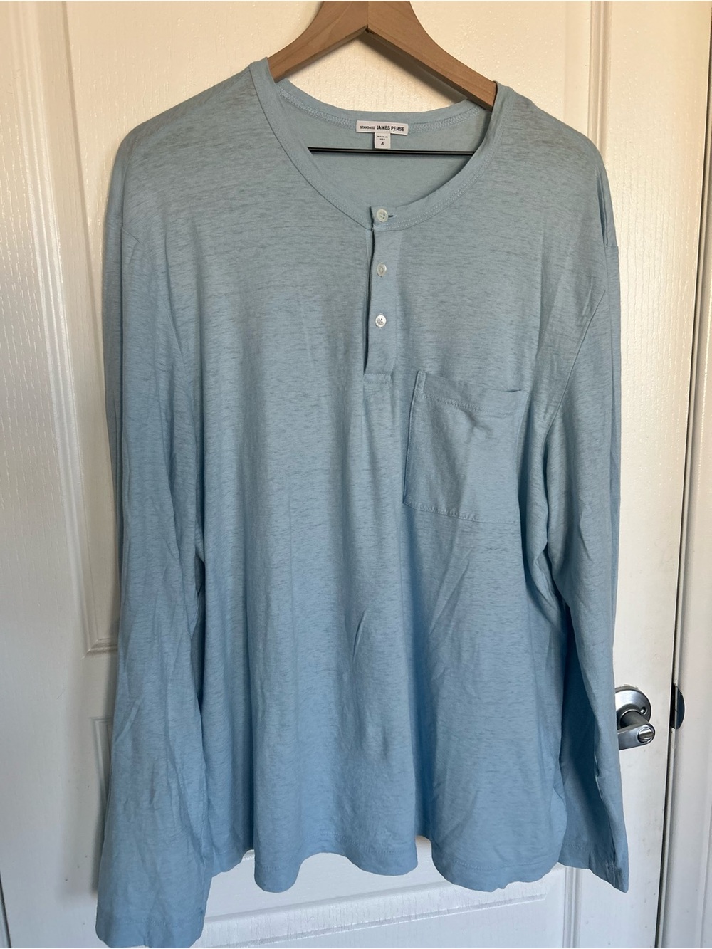 James Perse Pale Blue Long-Sleeve Henley Shirt